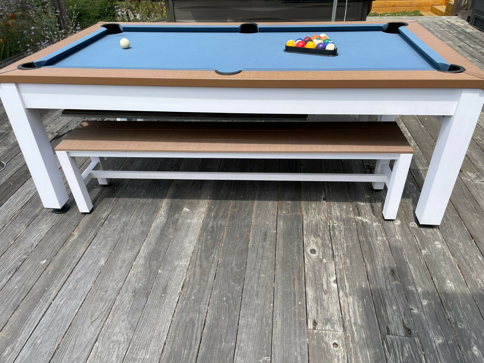 Spencer Marston Newport 7' Outdoor Pool Table Pool, Sapphire Blue Cloth
