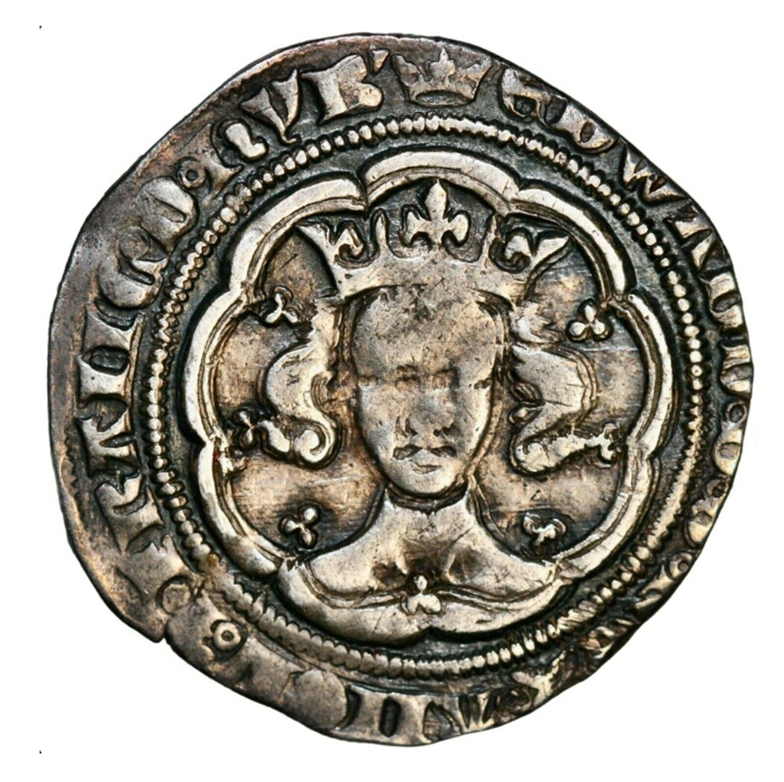1356 Ad  Medieval Silver Groat King Edward Iii London Series F Poitiers Battle