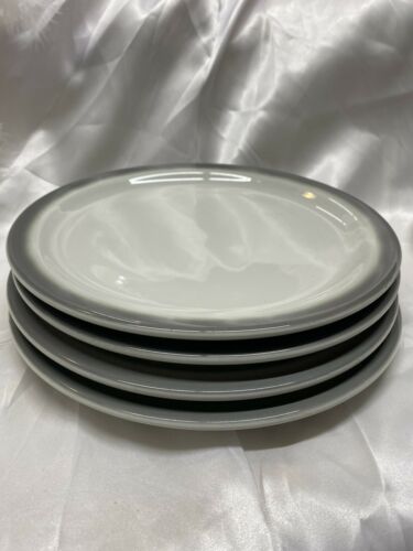 8 Vintage Shenango Gray Spraymist Rimrol 9 3/4" Restaurant Ware Dinner Plates
