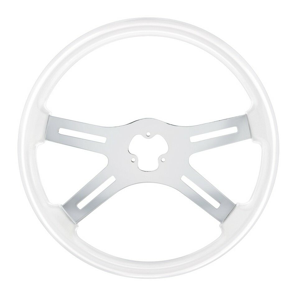 18” Glacier White Steering Wheel - 4 Spoke - Chrome Plating