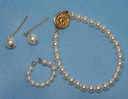 For 18-20" Miss Revlon Doll: Basic Pearl Jewelry Set 14kgf Necklace Earrings +