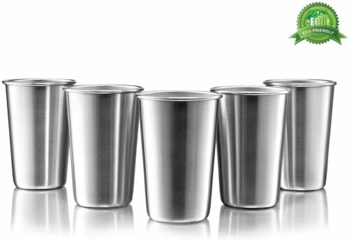 Stainless Steel Pint Cups, Set Of 5 16 Oz Bpa Free