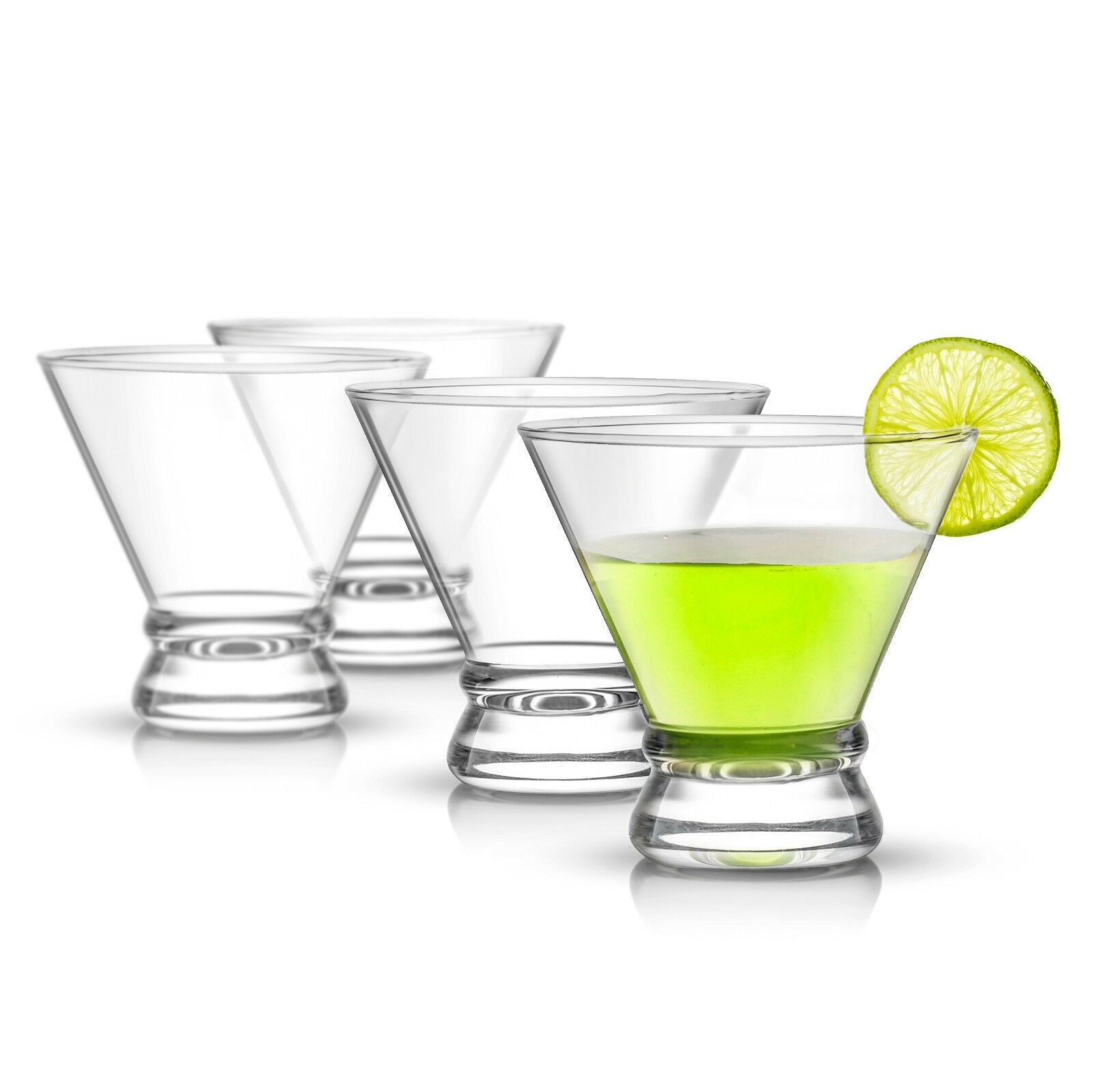 Joyjolt Afina Stemless Martini Glasses Set Of 4, 8 Oz Heavy Base Cocktail Glass
