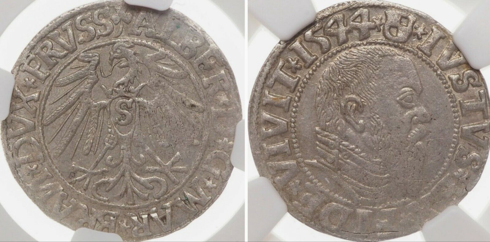 Holy Roman Empire Duke Albert Silver 1 Groschen 1544 Ad Ngc Ms62 Prussia