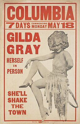 Gilda Grey 1920s U.s. Window Card Poster