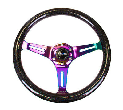 Nrg Classic Wood Grain Steering Wheel (350mm) Black Sparkle/galaxy Color W/neoch