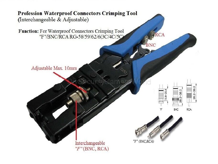 Coaxial Cable Compression Crimp Tool (f, Bnc, Rca)